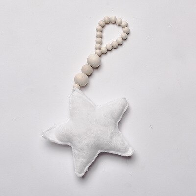 Babykamer Decoratie Kralen Speelgoed Crib Tent Decoratieve Snaren Speelgoed Decor Ornamenten Houten Kralen Moon Star Kids Baby Room Decor: white star