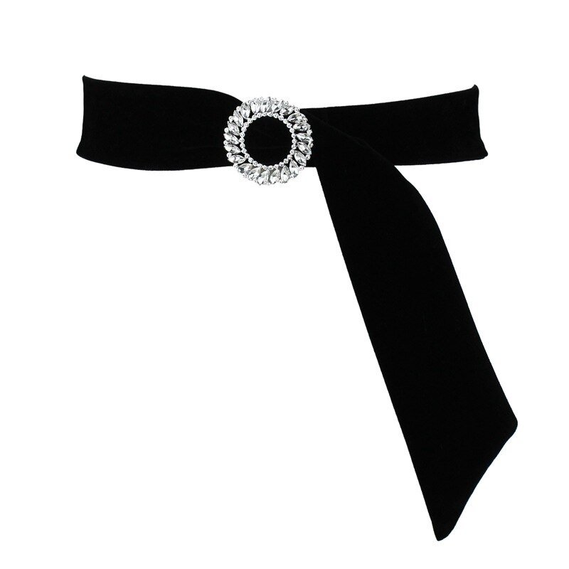 Cinturón largo de terciopelo dorado para mujer, cinta de diamante decorativa, cinturón de cintura para mujer, abrigo de vestido, corsé ancho Rojo Negro para mujer, cinturón