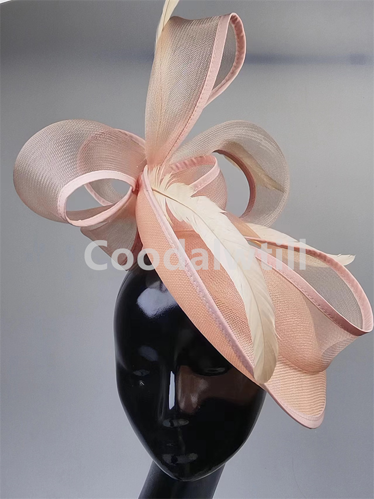 Rosa quente derby fascinator chapéu feminino casamento igreja acessórios de cabelo senhoras chique véu moda pillbox boné elegante festa millinery