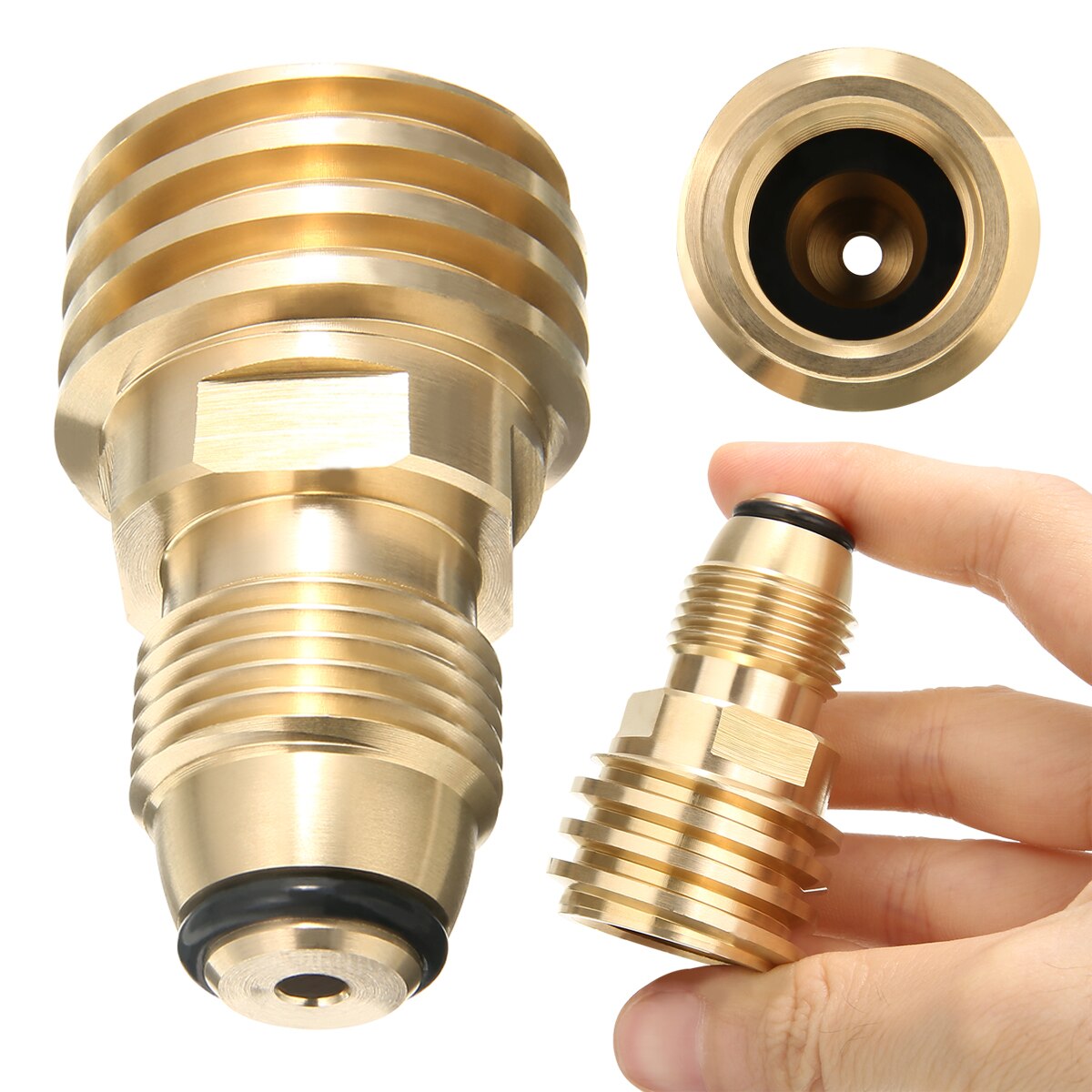 1pc Propane Gas Adapter Converts POL LP Tank Service Valve to QCC1/Type1 Outlet Brass Adapter
