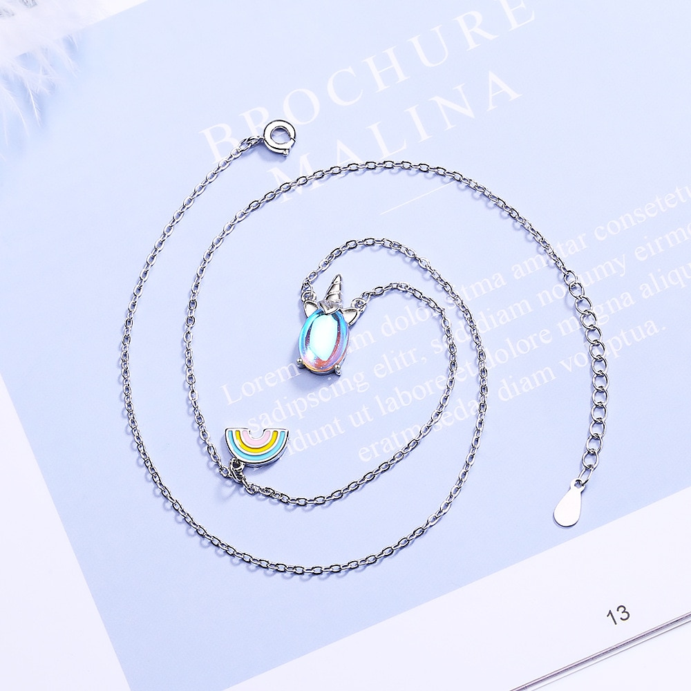 CHENGXUN Rainbow Unicorn Pendant Necklace For Women Girls Cute Jewelry Birthday for Daughter Children Christmas