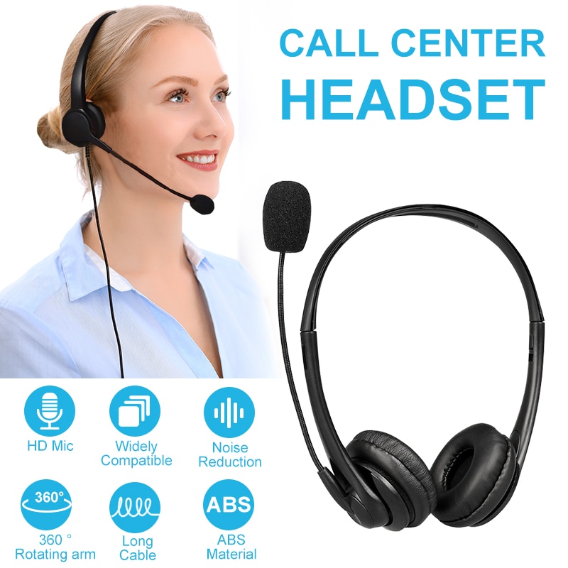 Call Center Bedrade Headset Met Microfoon Telefoon Operator Hoofdtelefoon Noise Canceling Voor Computer Telefoons Desktop Dozen
