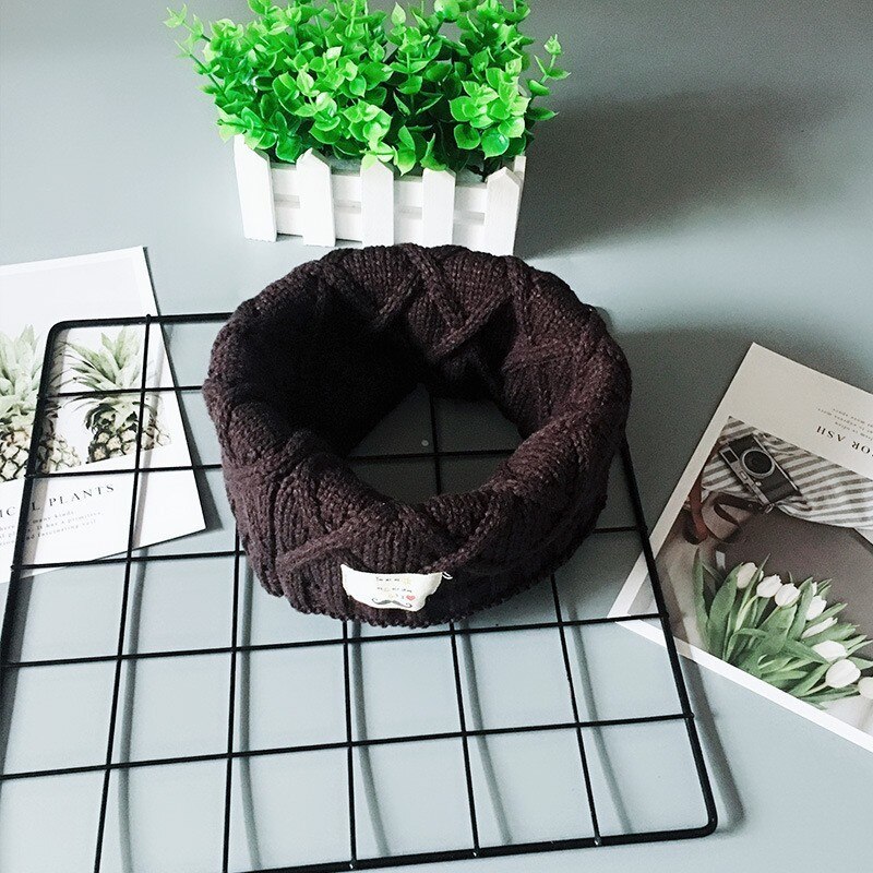 Bufanda tejida a cuadros para niños, de , de de lujo, para invierno, gruesa y cálida, con anilla, para niñas, bufandas tejidas para bebés y niños: Coffee