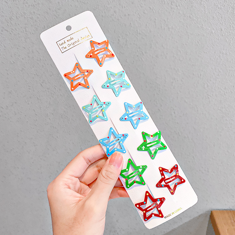 10 Uds. Nueva para chicas, horquillas bonitas con forma de gota de agua y estrella colorida, adorno para el cabello para niños, pasadores con Clip, accesorios para el cabello: Lavanda
