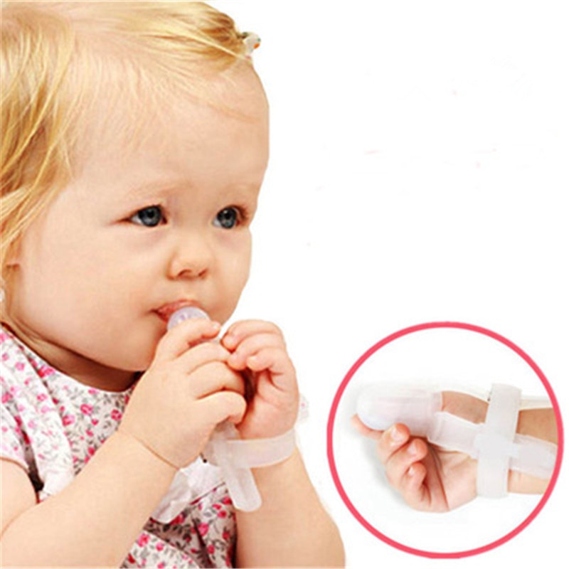 3 Colors Nontoxic Silicone Baby Kids Child Finger Guard Stop Thumb Sucking Wrist Band Prevent finger bites