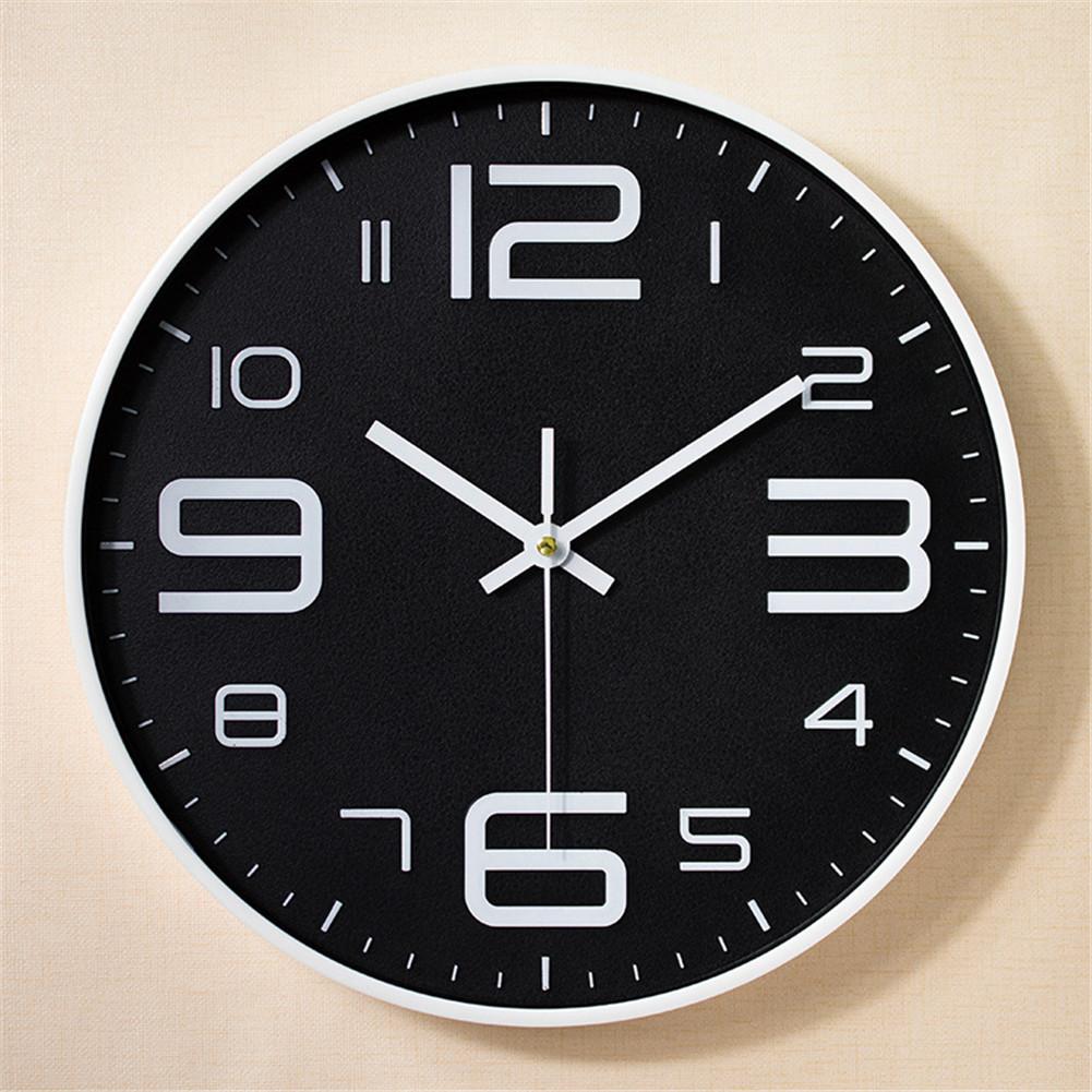 12inch Round Wall Clock Silent Hanging Digital Quartz Horloges Thick Border Watch Living Room Study Decor