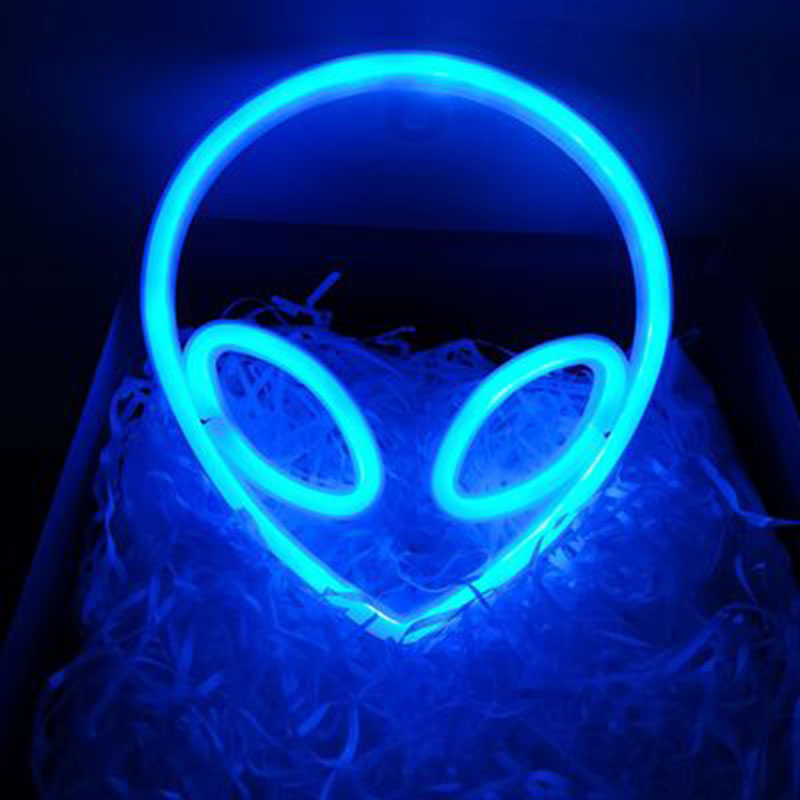 Led neon skylt ljus universum panel vägglampa hängande led neon ljus vägglampa för hem fest rum dekor bar dekoration: Främmande blå