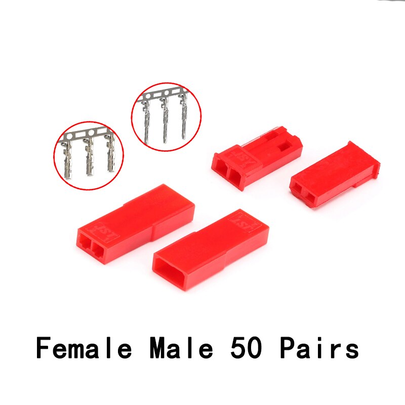 200Pcs/Lot JST 2P Connector Plug Jack 2-Pin Female Male Crimps Rc Battery Connector Car Auto Motorcycle Ship Electrical Spare: 50 Pairs