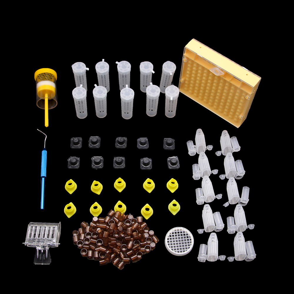 Kit de apicultura de 1 juego/165 Uds., caja de agujas de transferencia con marcador para sistema de cría de abejas, vasos de plástico, suministros para equipo de Apicultura