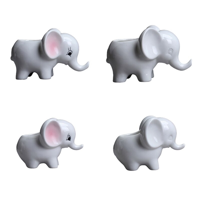 Pot de fleurs en céramique, Animal de dessin animé éléphant Succulent bonsaï, jardinière pour jardin intérieur et extérieur, de cour, directe