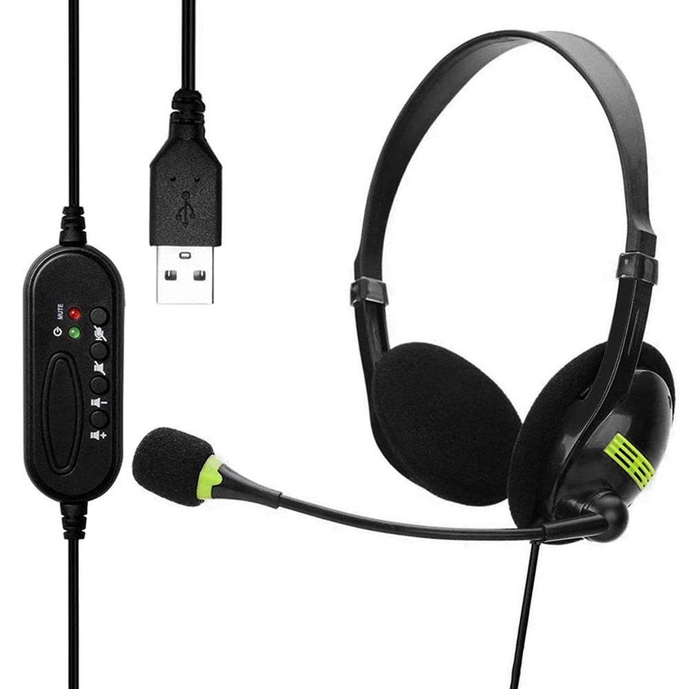 USB Wired Headset With Mic for Online Teaching Call Center Headphone with Microphone Internet Bar Headset For PUGB PC