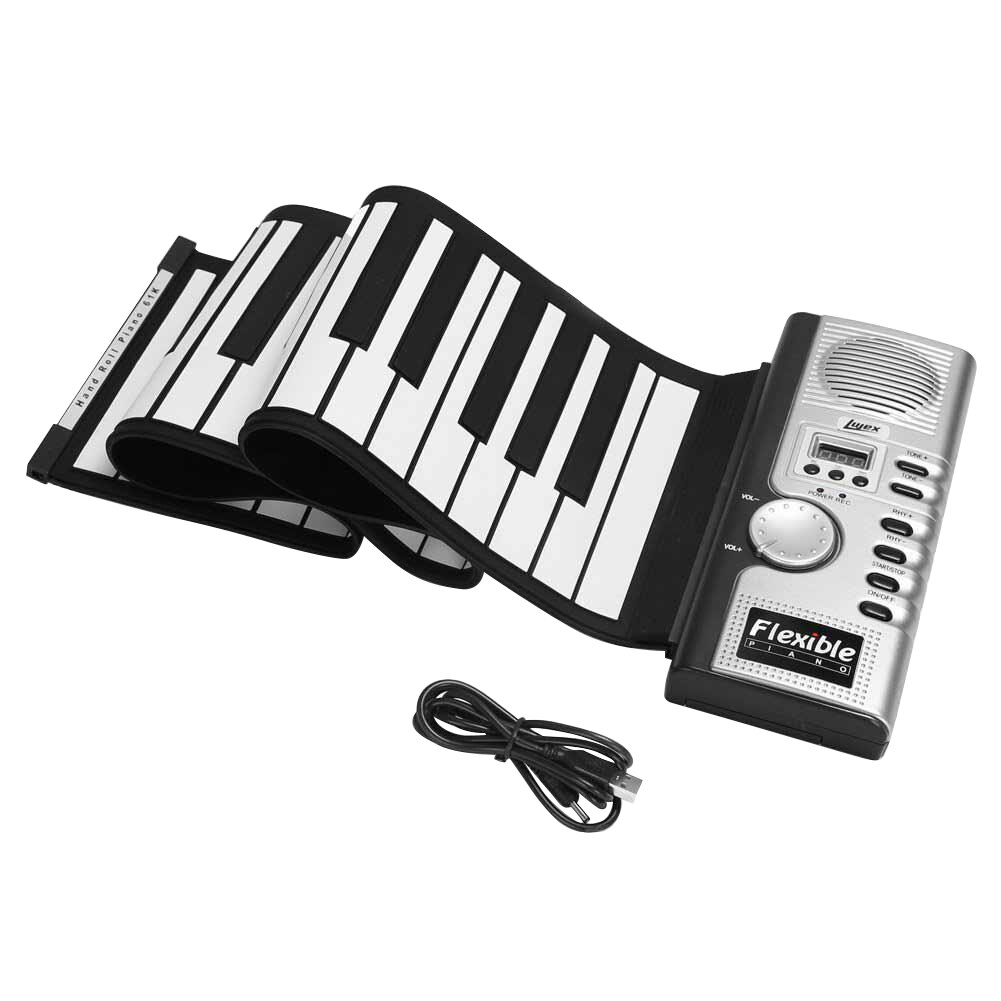 61 Key Hand Roll Up Piano Portable Folding Electronic Organ Instruments for Children Beginners Lightweight Piano: Default Title