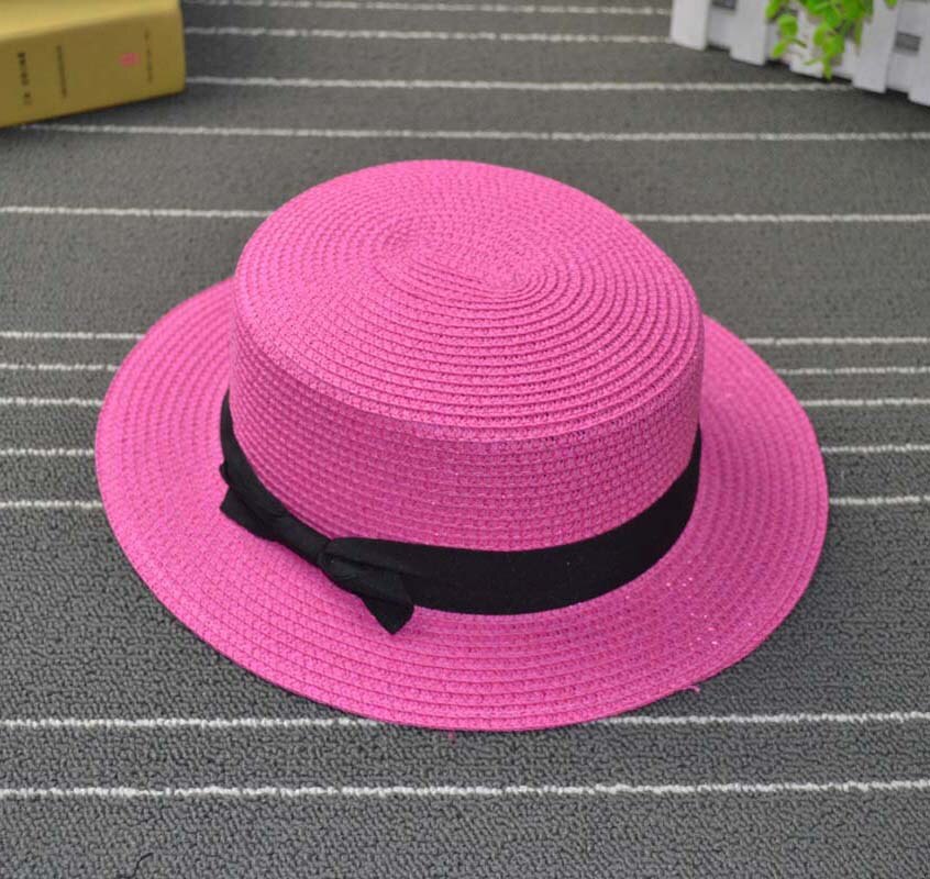 Sombrero de paja Hawaiano para dama, gorro de paja Hawaiano estilo panamá informal con lazo de lazo con borde plano, perfecto para playa: 0002