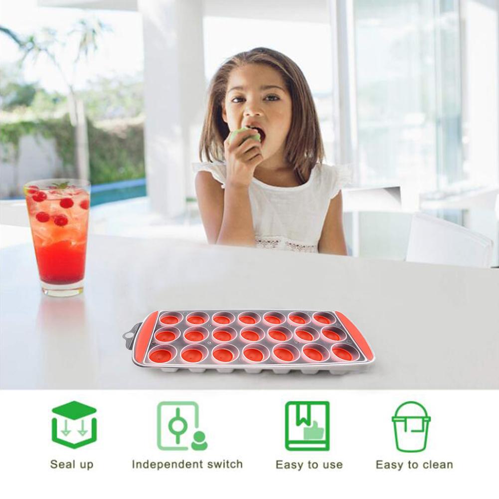 Bac à glaçons en plastique 21 grilles | Cube de glace d'été, plateau de congélation en plastique, boîte à glace, moule de gelée de fruits, moule avec couvercle, moule Flexible, plaque cuisine 4