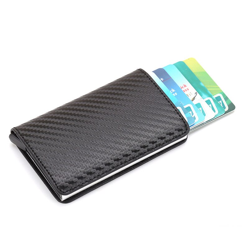 Taihaole Men Credit Card Holders Business ID Card Case Automatic RFID Card Holder Aluminium Bank Card Wallets: Carbon fiber black