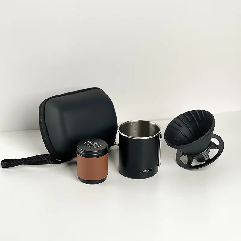 Set da caffè preparato a mano da viaggio, tazza da campeggio portatile con filtro in silicone per auto all'aperto, utensili da caffè entry level