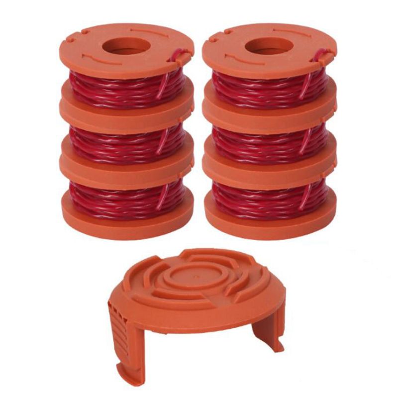 6pcs Replacement Spool Line with 1 Cap Cover for WORX WA0010 Grass Trimmer Edger Reel Lines W0YD