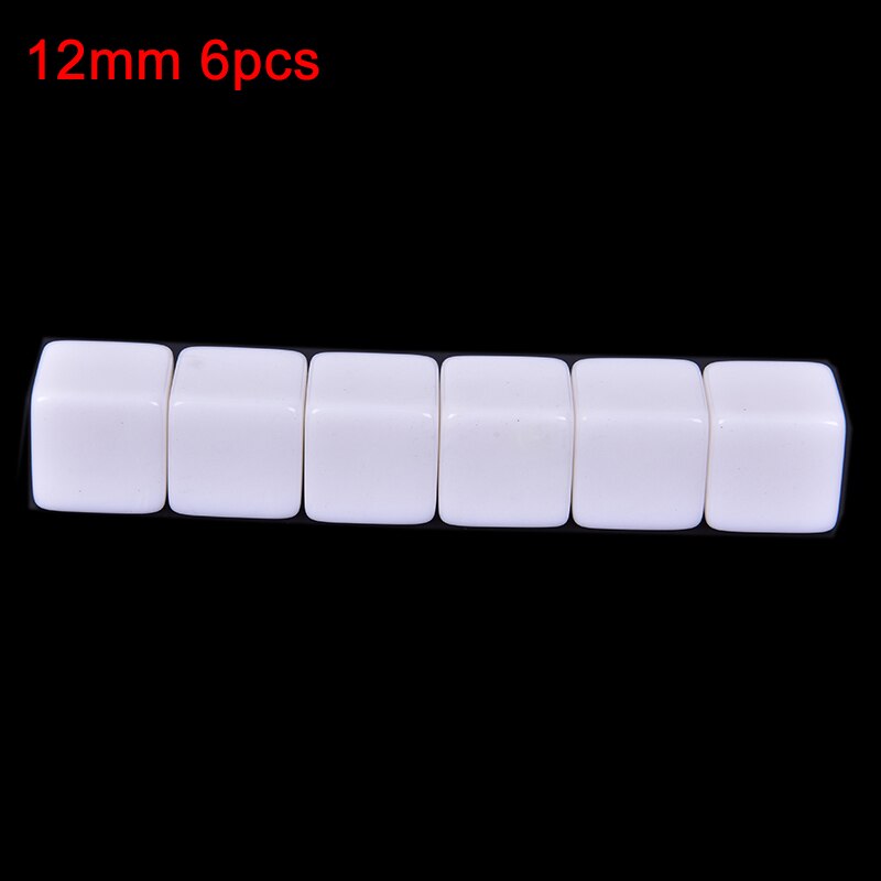 6Pcs/set Glossy Dice Teaching Blank Dice Light Plate Can Be Screen Printing DIY Dice Square Angle 12mm 14mm 18mm