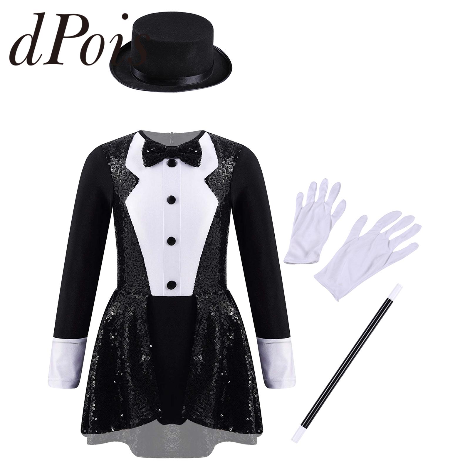 Disfraz de circo para niñas, disfraz de mago, conjunto de ropa de baile para temática de actuación de Halloween