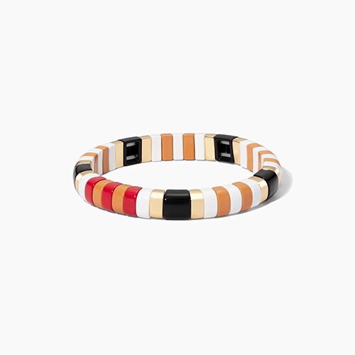Kelitch Regenboog Armband Kleurrijke Emaille Kralen Armband Met Elastiek Tegel Enamel Armband Manchet Armbanden Voor Vrouwen: RO-B190009F