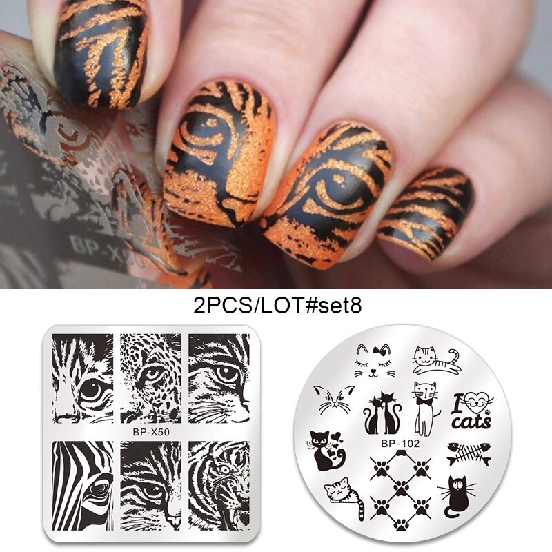 GEBOREN ZIEMLICH 2Stck Nagel Stanzen Platten einstellen SchöNe Blume Geometrische Nette Ebene idee Nagel Kunst Stempel Bild Platte DIY werkzeuge