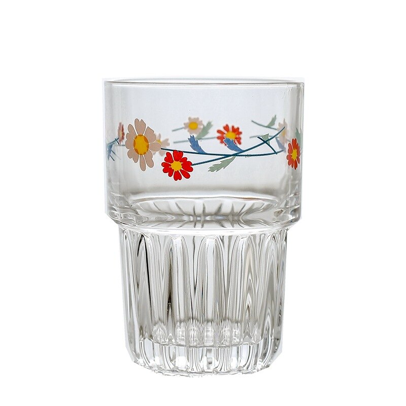 Style japonais et coréen Daisy verre glace fraîche café petit déjeuner lait tasse jus Cola lait thé bière verre peut être superposé: 2