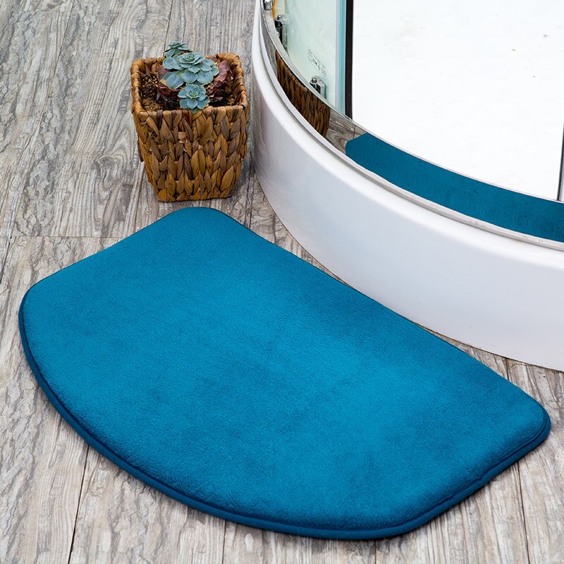 Halfronde badmat tapijten voor toilet badmat antislip tapijt deurmat vloerkleed badmat waterabsorptie wc tapijten: Blauw