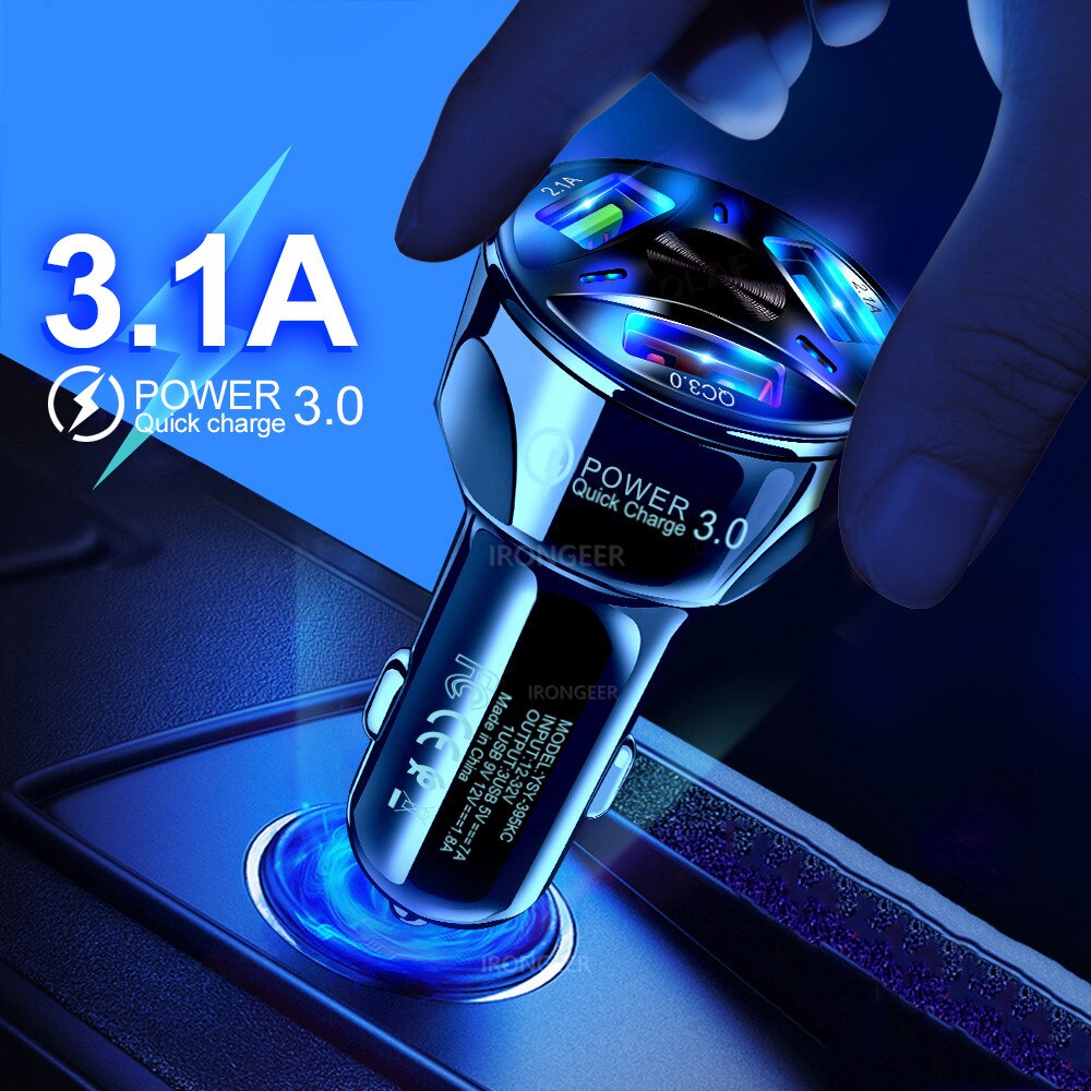 Auto Usb Lader Snel Opladen 3.0 4.0 Universele 18W Snel Opladen In Auto 3 Port Mobiele Telefoon Oplader Voor samsung S10 Iphone 11 7