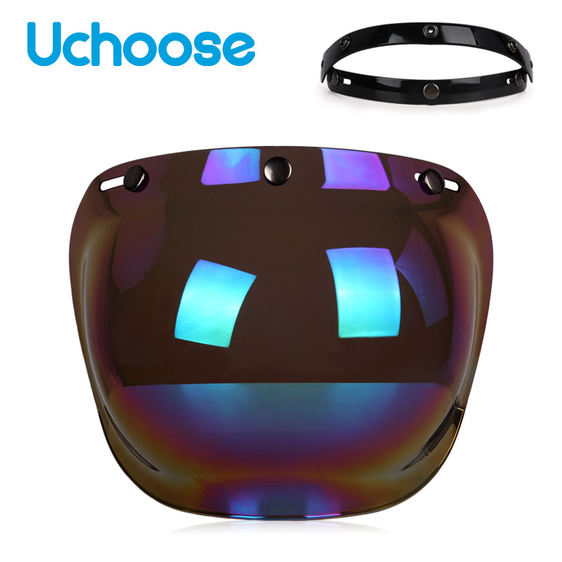 Visera Universal para casco de cara abierta 3/4, abatible hacia arriba, lente Capacete para parabrisas de motocicletas, accesorios para casco Vintage: Rosa
