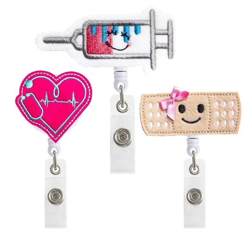 1 sztuk śliczne studenci lekarz etui na dowód osobisty Kawaii kobiety dziewczyna chowany pielęgniarka odznaka Reel klips do kartek Holder