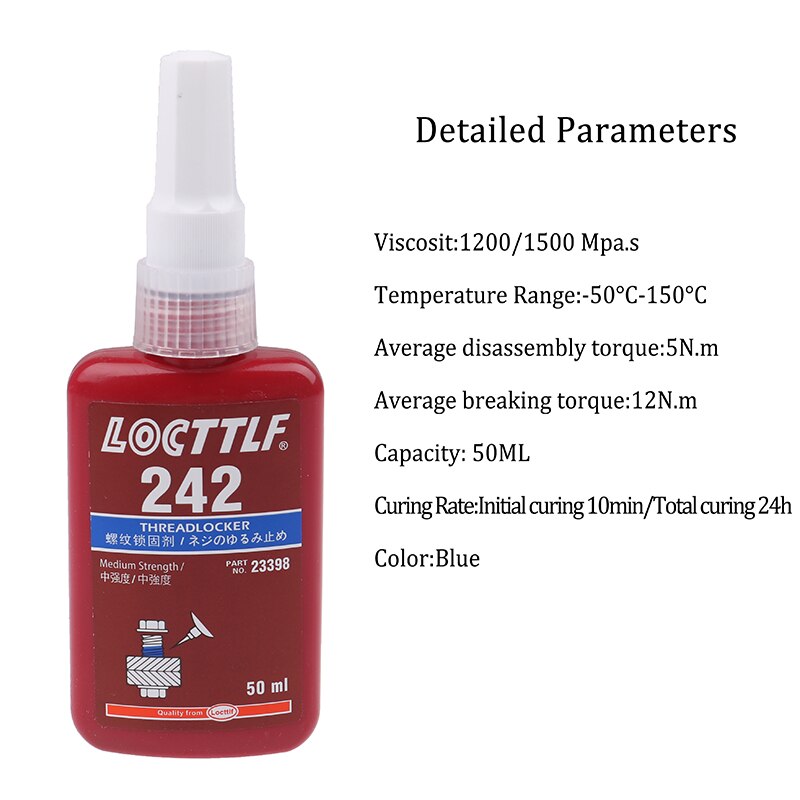 1PC 50ml Sealing Screw Glue Retainer Locking Adhesive Metal Screw Anaerobic Adhesive 243 340 Glue Locking Agent Anti-corrosion: Glue 242