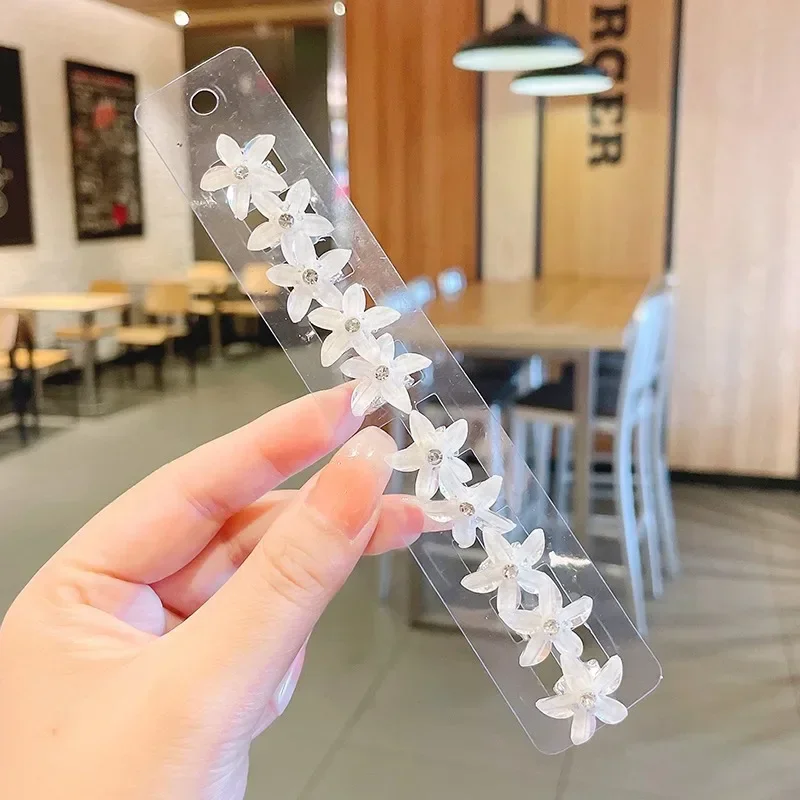 10PCS Flower Princess Girls Lovely Hair Buckle Hairpins Children Headwear Hairgrip Hair Clips Hair Accessories: WHITE