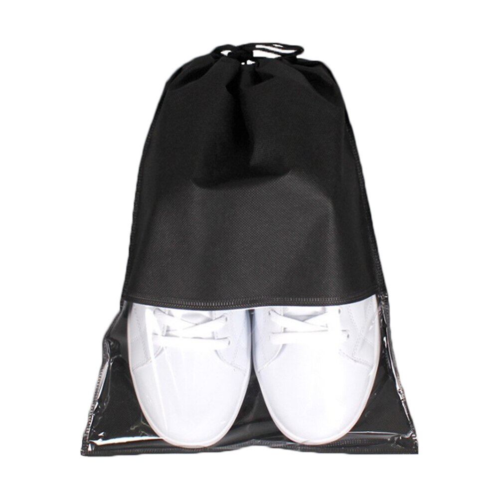 Mode Vrouwen Mannen Schoenen Zak Non-woven Stof Reizen Trekkoord Schoenen Doek Zakken Pouch Case Travel Organizer Schoenen Accessoires: Black / M