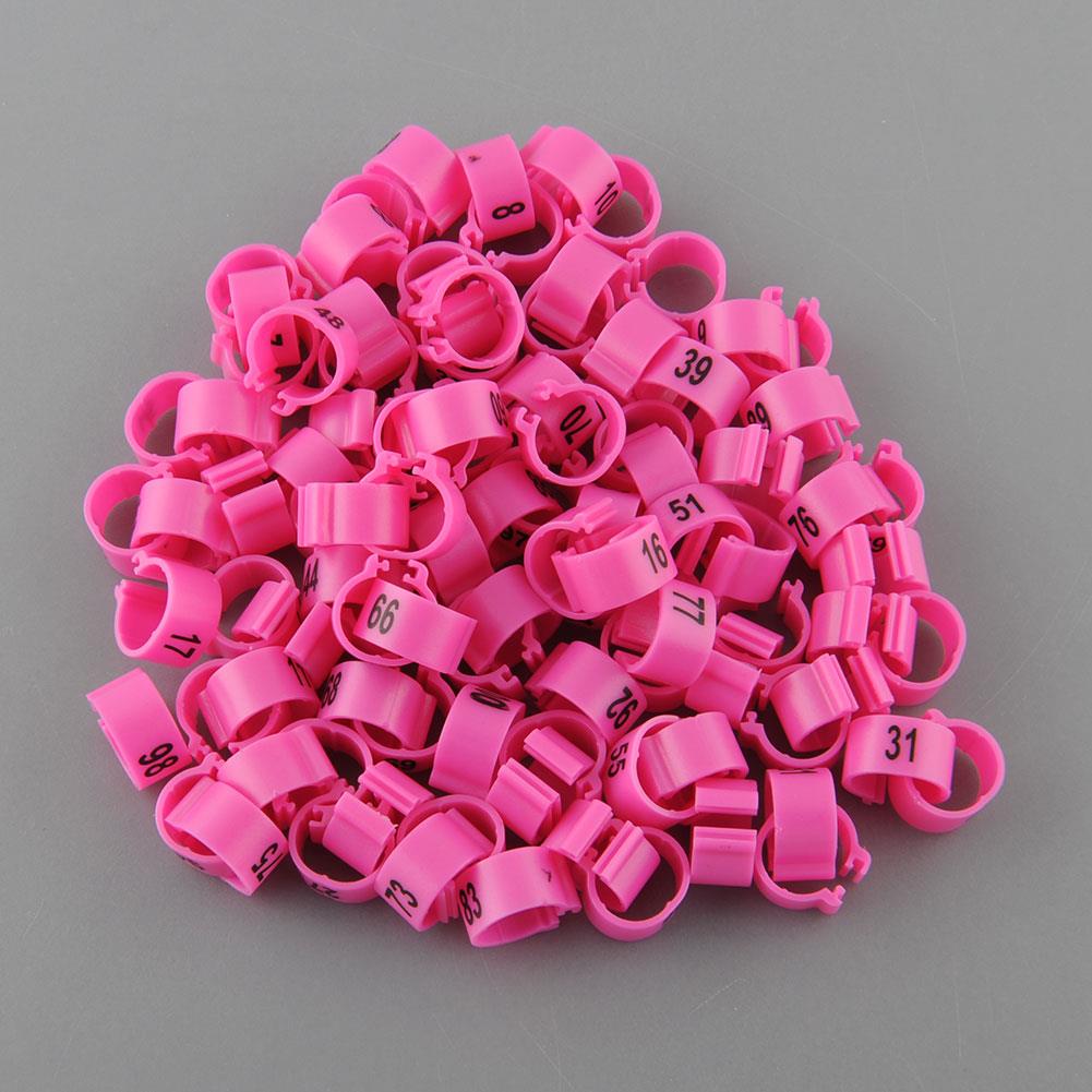 Dierbenodigdheden Vogel Been Bands Paars 100 Stuks Ringen Gevogelte Haan Papegaai 10.5 Mm Kip 1-100 Genummerde Ringen clip Huisdieren Eend Duif: rose red