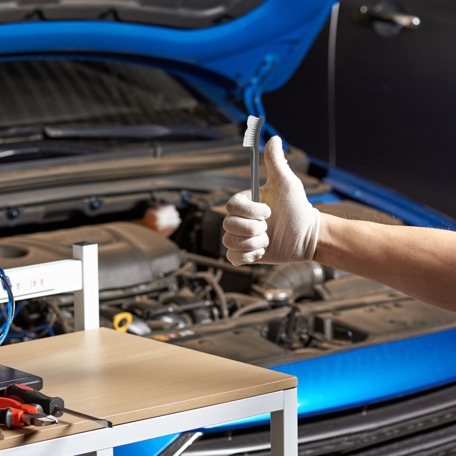 9-delige kunststof borstel met dubbele kop voor het reinigen van pijpen, hoeken, auto-keuken, badkamer, kleine onderdelen, zwarte dunne detaillering