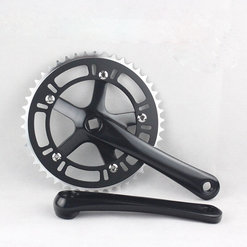 Fixie-bielas para bicicleta, rueda de cadena de marcha única, manivela 46T 130BCD, piñón fijo de aluminio de 170MM: black