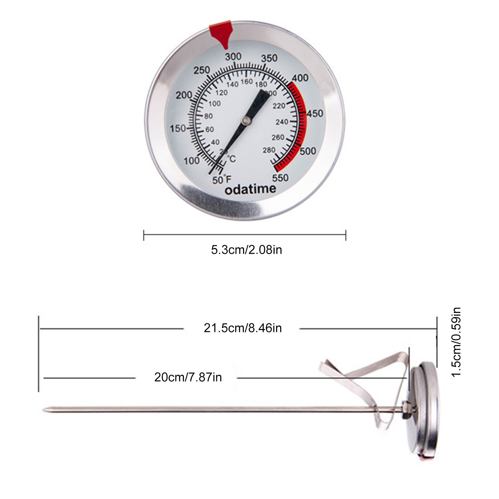Instant Read Meat Thermometer With Fixing Clip Long Stem BBQ Deep Fry Thermometer Baking Thermometer Barbecue Thermometer