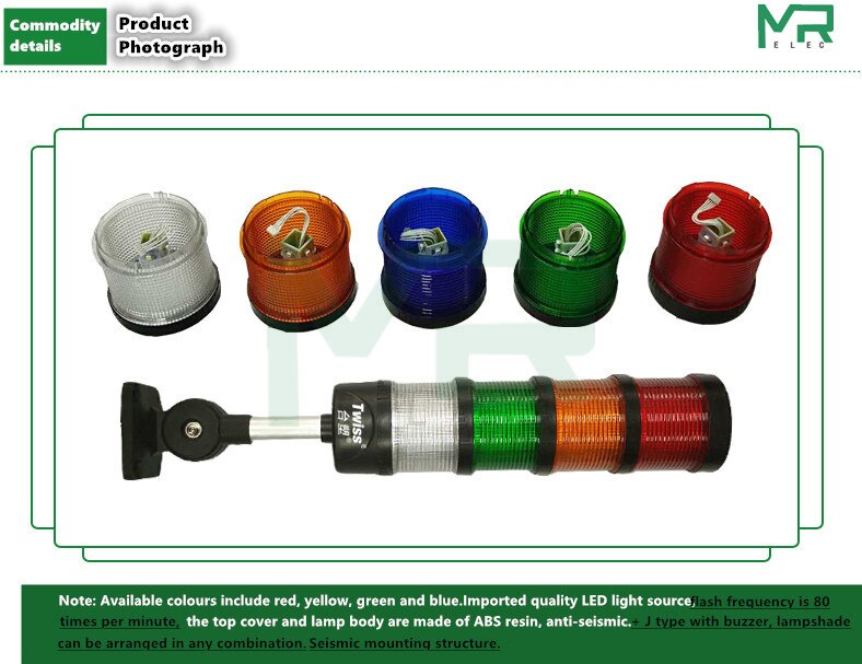 Stack Lamp Industrial LED Signal Tower Alarm Caution Light Tower Industrial Warning Light for Machine no buzzer