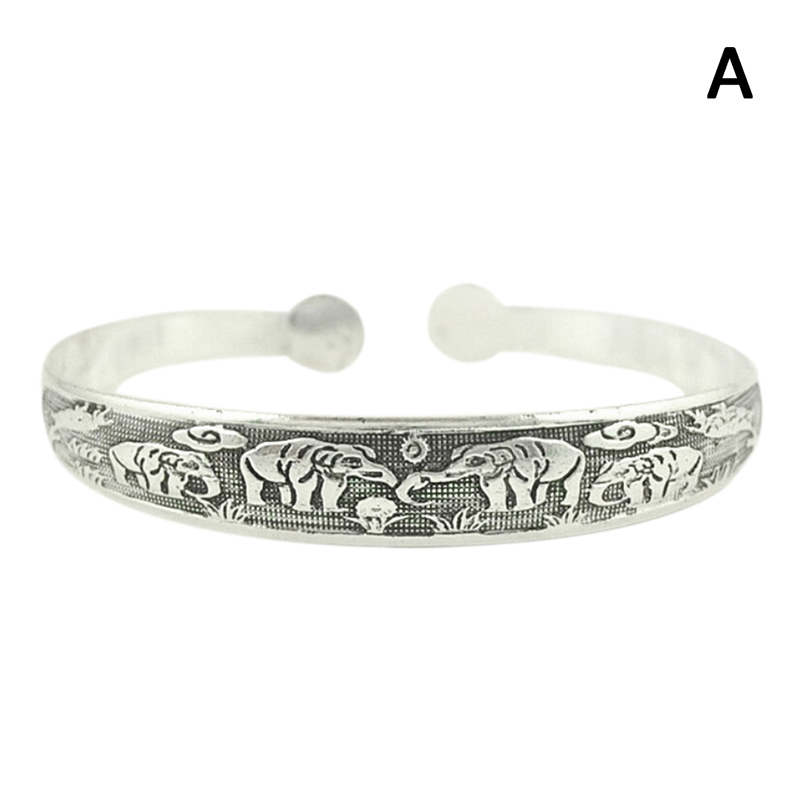 Pulseras de plata tibetanas clásicas para mujer, joyería de plata tibetana, 9 estilos: A
