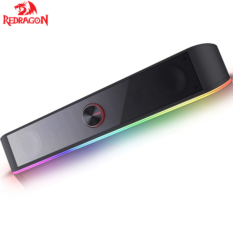 Redragon GS560 RGB Desktop Soundbar 2.0 Channel Computer Speaker Dynamic Lighting Bar Audio-Light Sync/Display Touch: Default Title