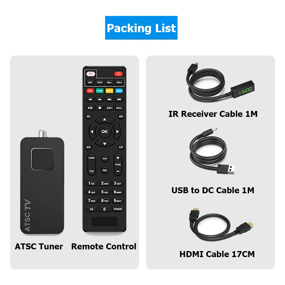 DLUXURY Korea ATSC Mini Digital TV Converter Box HD FTA ATSC Tuner USB Multimedia PVR Recording EPG Hidden Behind TV Set top box: Default Title