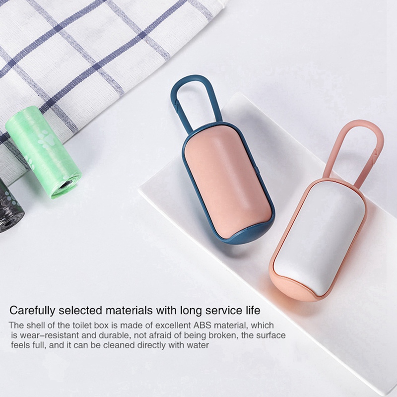 15pcs/Roll Portable Dog Poop Bag Pet Pick Up Waste Toilet Bag Dispenser With Toilet Bag Box Outside Pet Cleaning Products #