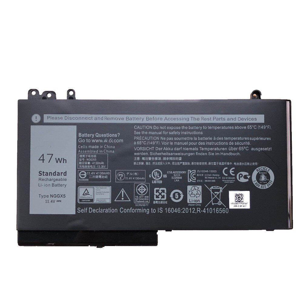 11.4V 47wh NGGX5 Original NGGX5 Laptop Battery For DELL Latitude E5270 E5470 M3510 E5570 E5550 RDRH9