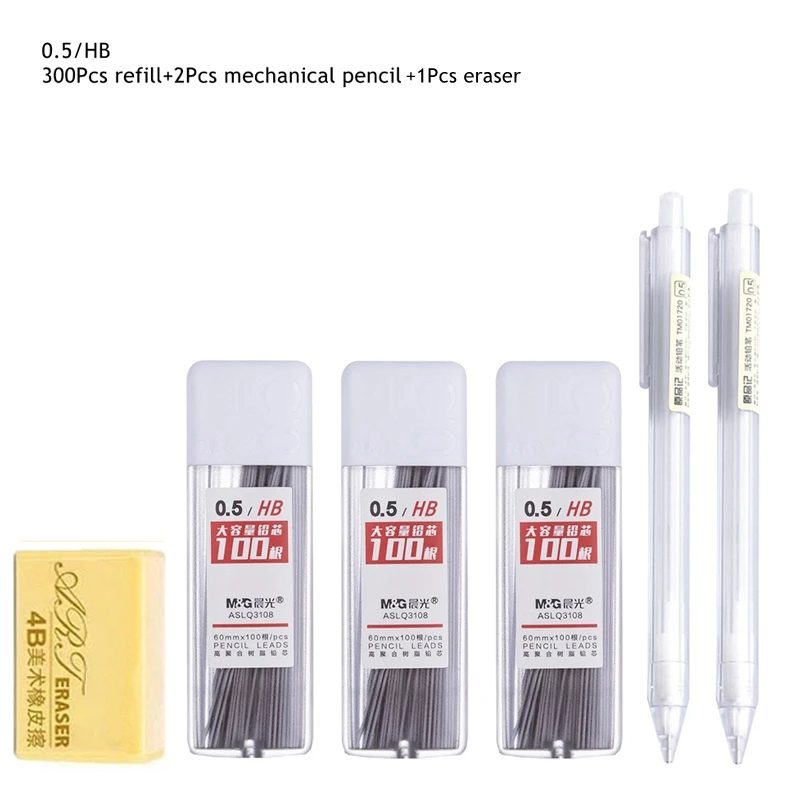 0.5/0.7mm Automatic Pencils Set HB/2B Refill Mechanical Pencil For Drawing Sketching Students School Supplies Cute Stationery: light green