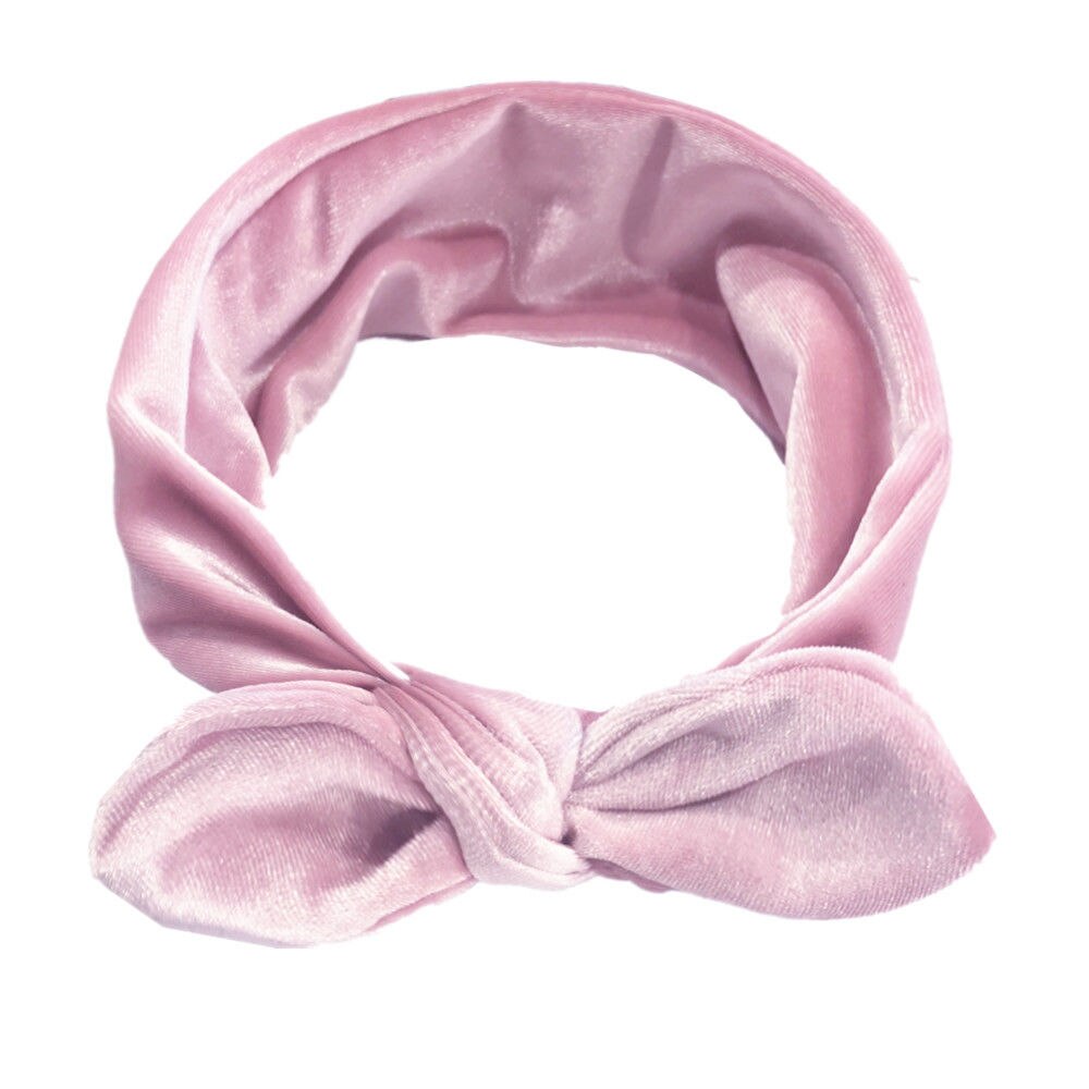 Gloednieuwe Peuter Baby Meisjes Fluwelen Lint Hair Bows Hoofdbanden Bunny Oren Grote Boog Haarbanden Candy Kleur Solid hoofddeksels
