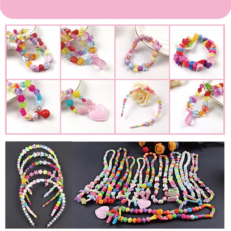 Diy armband halsband akryl pärla tillbehör pussel leksaker äppel låda barn pärlor som smycken gör för barn