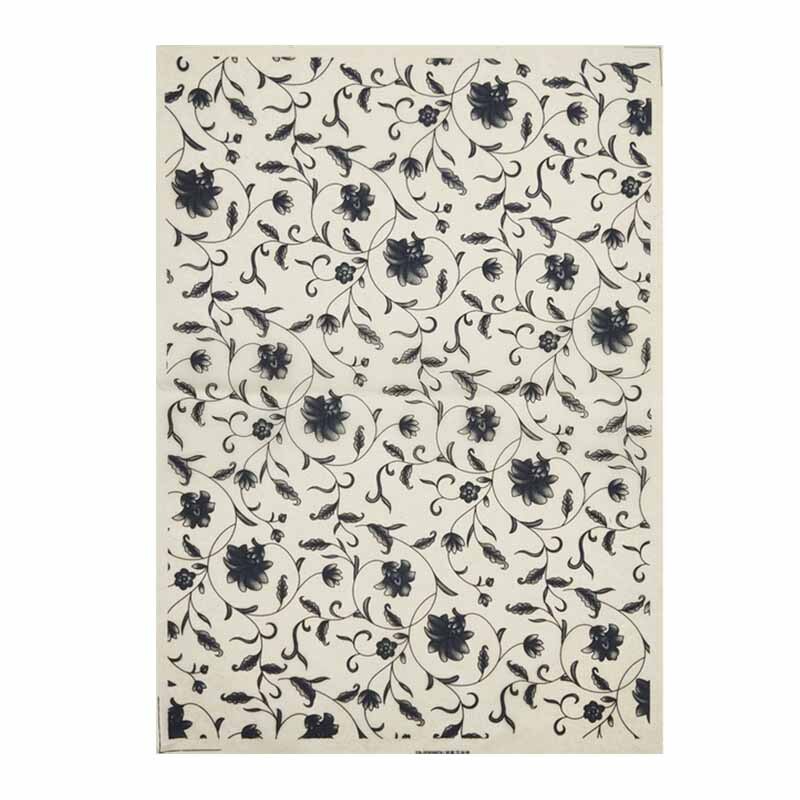 Keramikk Overføringspapir 53x37cm - Svart Glasur Blomst Dekal Høy Temperatur