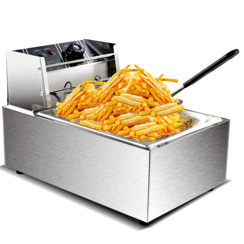 Electric Fryer Automatic 6L Fish and Chips Fryer Commercial Stainless Steel Deep Fryer Machine