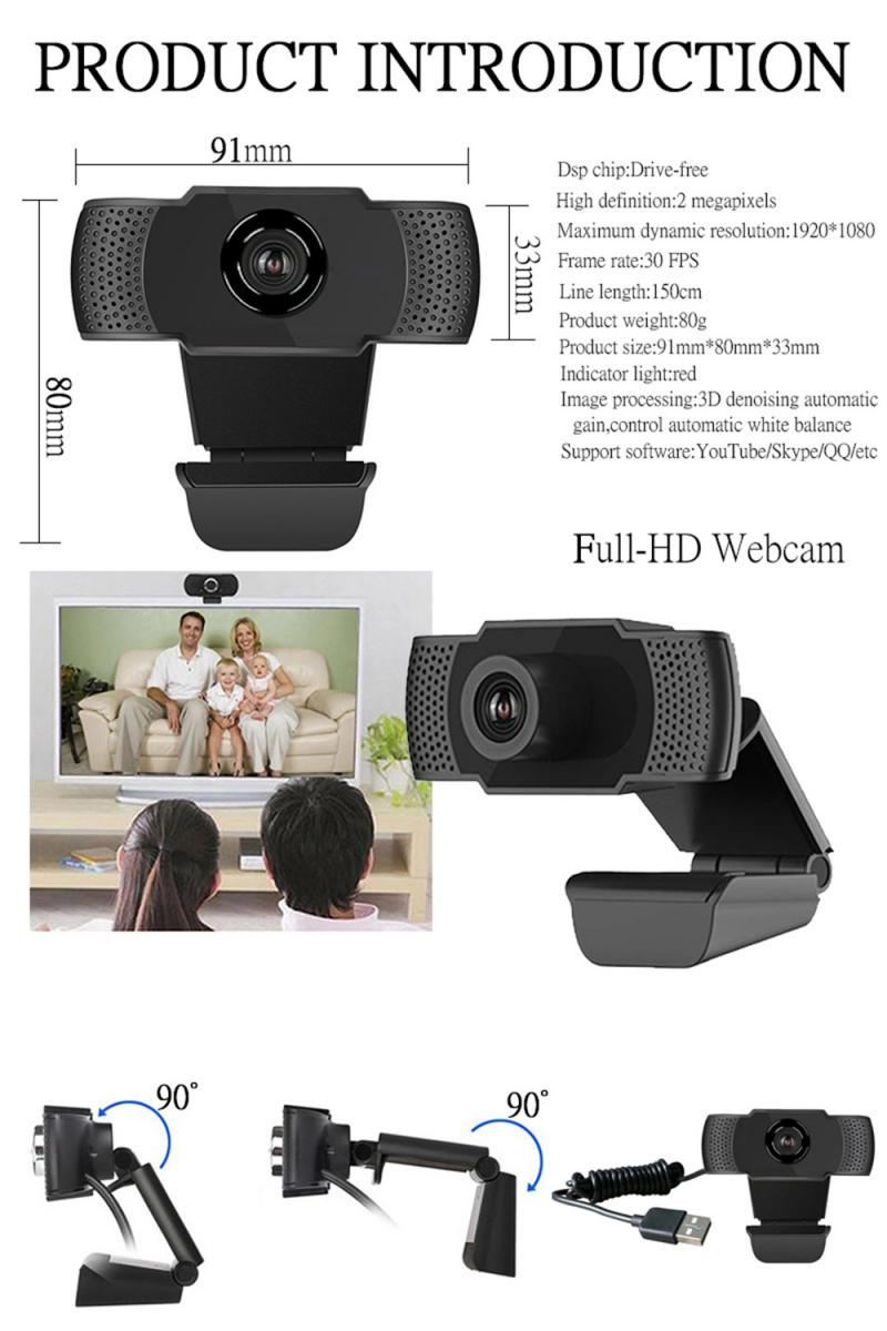 Usb 1080p webcam originele camera digitale webcam voor online onderwijs met microfoon microfoon voor laptop desktop webcam