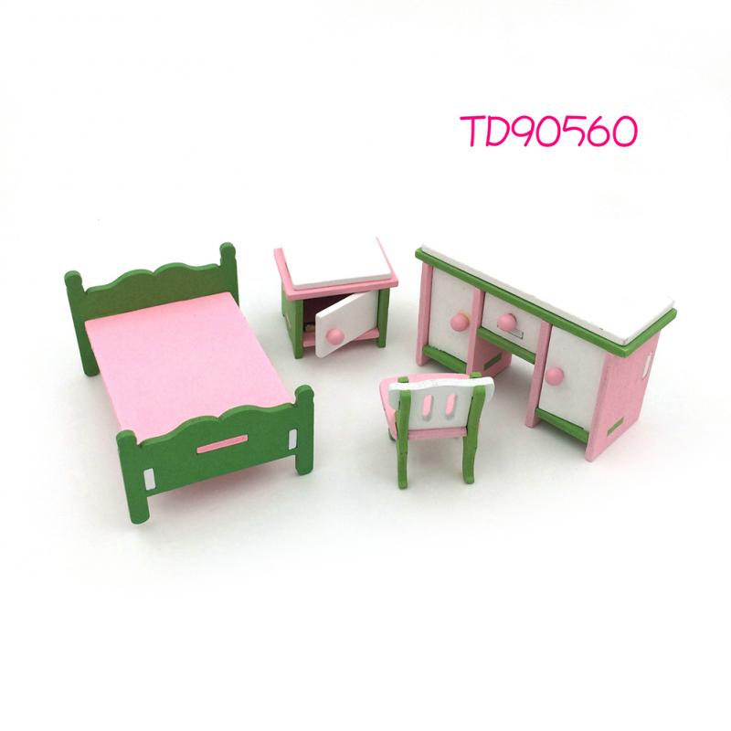 1 Set Cute Dollshouse Set Pretend Play Toy Educational 3D Doll House Miniature Wooden Furniture Simulation Dollhouse Accessory: 7